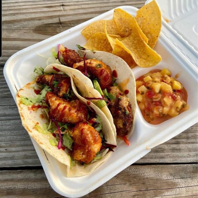 Vegan kids taco with fries